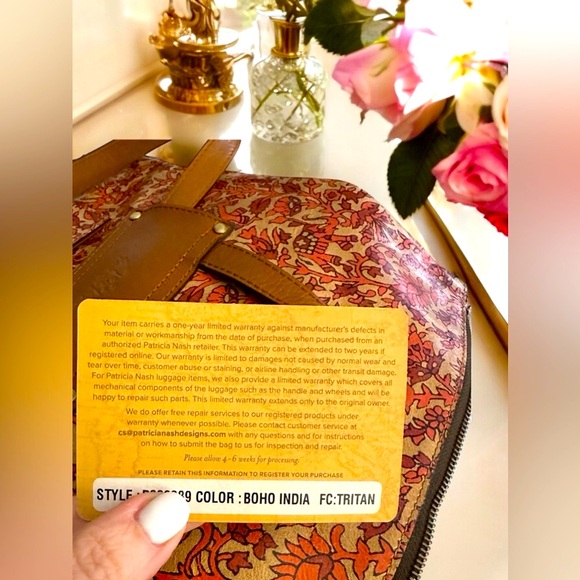 Patricia Nash LUZILLE orange and tan boho India leather backpack shoulder bag - Picture 11 of 11